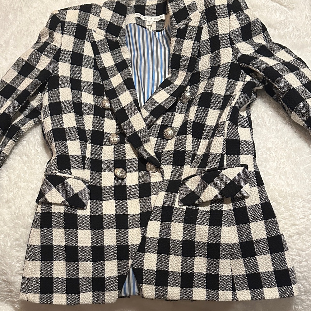 Veronica Beard Black and White Checkered Blazer